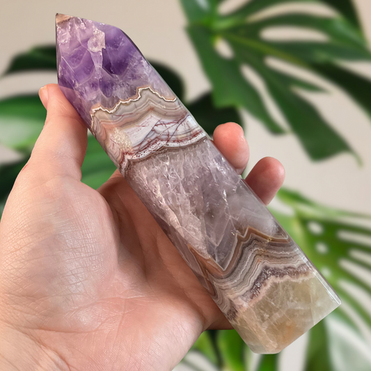 Crazy Lace Agate x Amethyst Towers