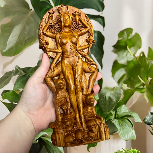 Wooden Hecate Figurine